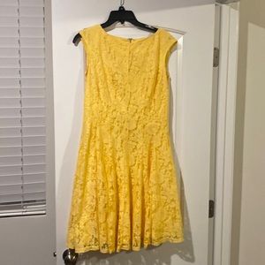 Yellow Lace Short Sleeve Dress